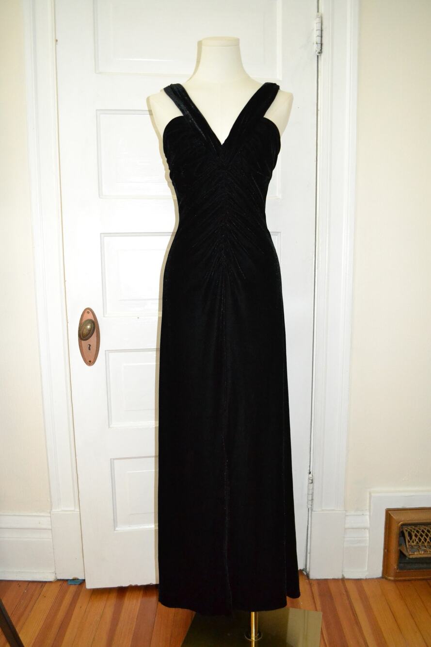 Whimsygoth Goth Witchy Formal Velvet Holiday Ruched Maxi Dress Size M